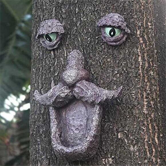 Tree Faces Decor Outdoor, Old Man Wild Bird Feeder Tree Hugger Statues in The - Picture 6 of 8